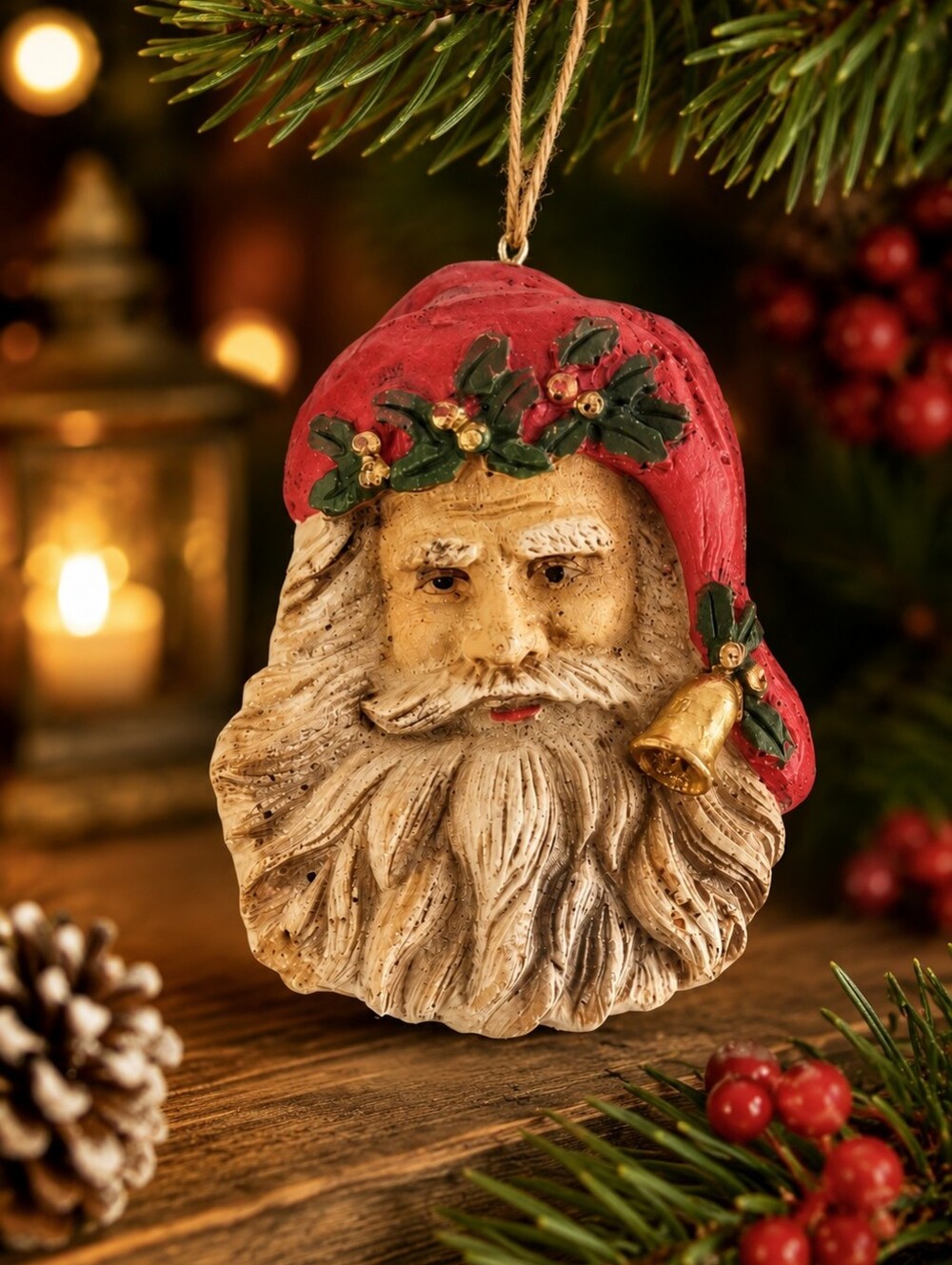 Vintage Santa Face Ornament Victorian Style Old World Christmas Decor